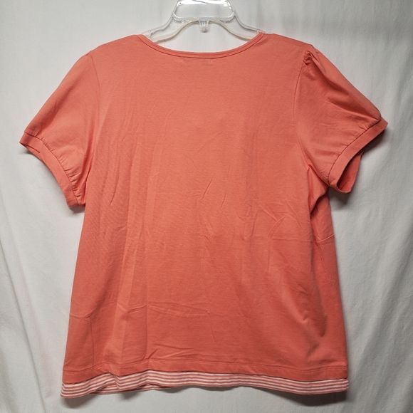 NWT Reference Point 2 1X Peach SS Layered Look with Ruffles Polo Style Top - Picture 9 of 9